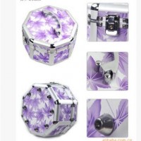 紫色百合花图案化妆箱 八边形首饰盒 化妆盒定做批发