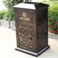 奢华复古铸铝果皮箱 室外别墅庭院地产可印字欧式古典垃圾桶